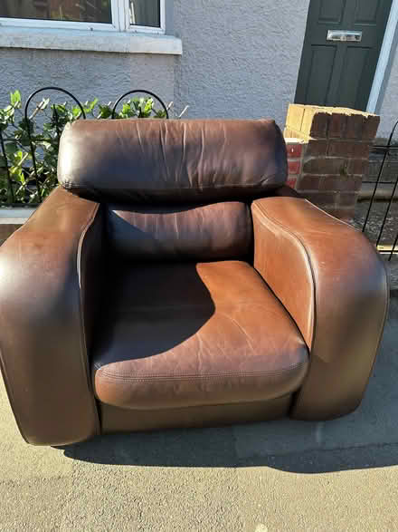 Photo of free brown leather armchair (Kettering NN16) #2