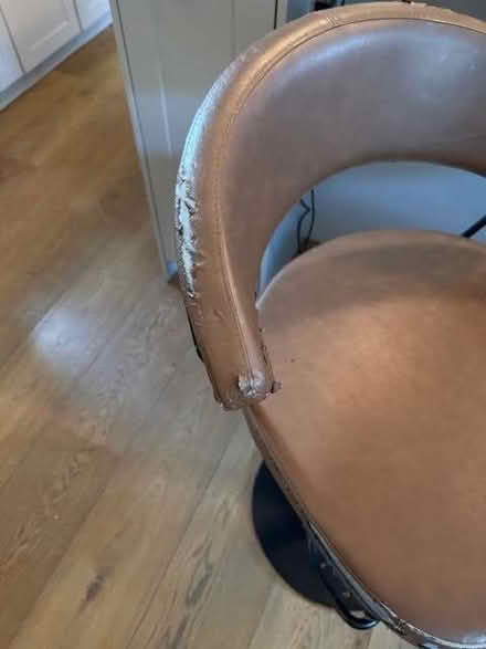 Photo of free Two Swivel Adjustable height Bar Stools (Damaged Tan Leather (Sion Hill BA1) #4