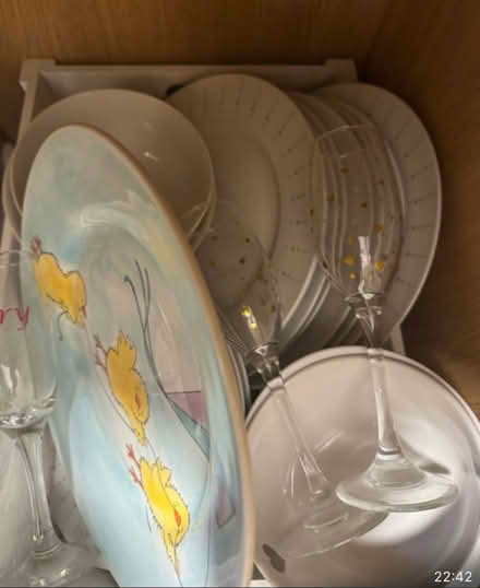 Photo of free Box of plates, bowls, cutlery etc (Staines) #2