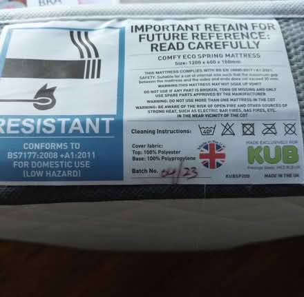 Photo of free Immaculate cub cot mattress (Hertford) #2