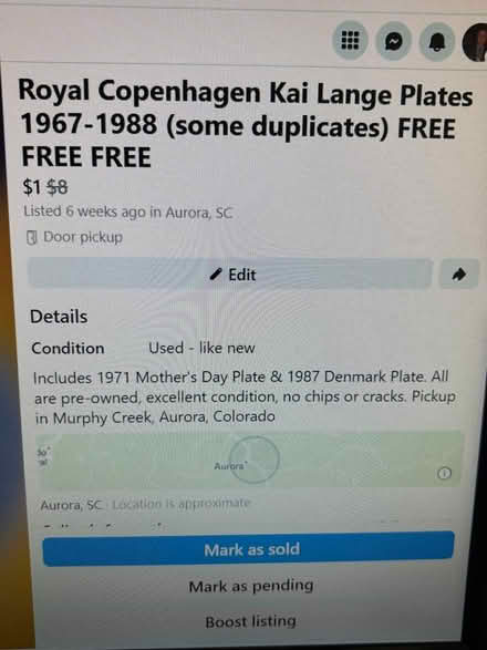 Photo of free Royal Copenhagen Plates (Gun Club/Jewell, Murphy Creek) #4