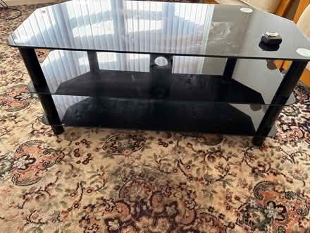 Photo of free Black glass tv stand (Langho BB6) #1