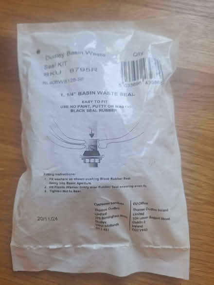 Photo of free Basin waste seal kit (Moorfields BA2) #1
