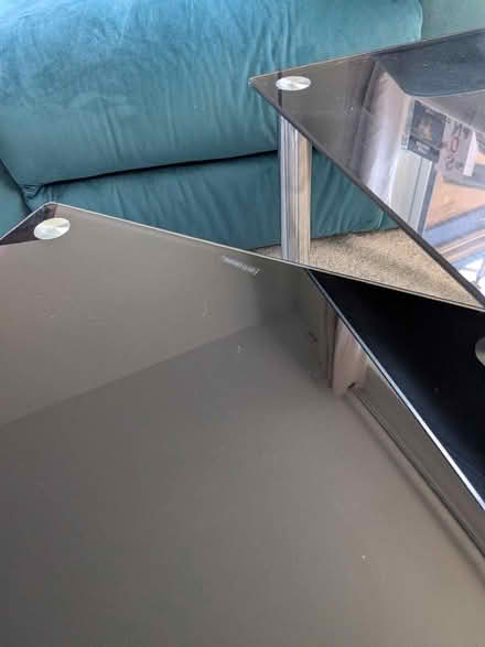 Photo of free Pair of nesting black glass tables (Abbeydale GL4) #3