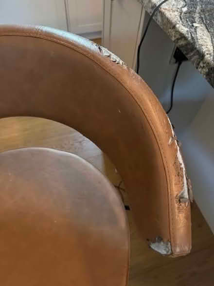 Photo of free Two Swivel Adjustable height Bar Stools (Damaged Tan Leather (Sion Hill BA1) #3