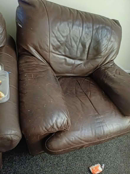 Photo of free Leather 2 seater sofa and armchair (Hucknall NG15) #2