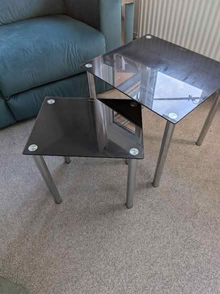 Photo of free Pair of nesting black glass tables (Abbeydale GL4) #4