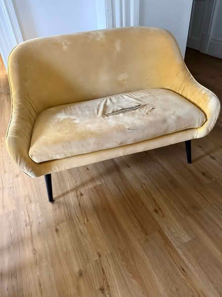 Photo of free Small yellow sofa (Crookes S10) #2