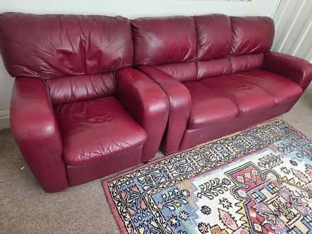 Photo of free leather sofa & armchair (Didsbury) #1