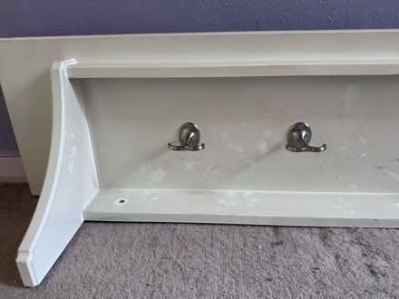 Photo of free White (Hat) shelf with coat hooks on underside (Far Bletchley MK3) #3