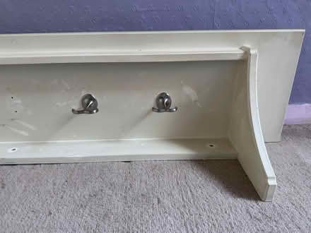 Photo of free White (Hat) shelf with coat hooks on underside (Far Bletchley MK3) #1