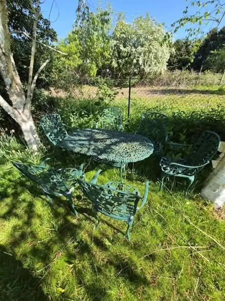 Photo of free Metal garden table and chairs (Tewin) #1