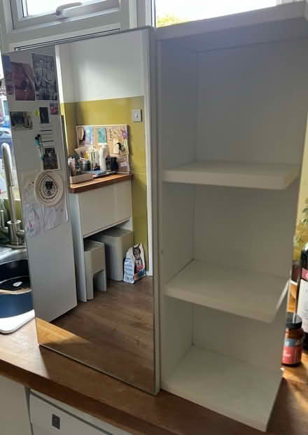 Photo of free Mirrored bathroom cabinet with shelves (Jersey Farm AL4) #2