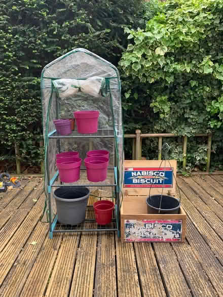 Photo of free Potting shelves, plastic pots, storage box (Twickenham TW1) #1