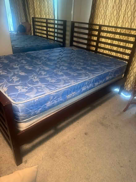 Photo of free Full size bed, wood frame (San Jose California) #2