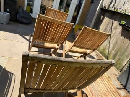 Photo of free 5x wooden garden chairs (Chessington - KT9) #2