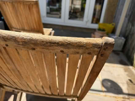 Photo of free 5x wooden garden chairs (Chessington - KT9) #3