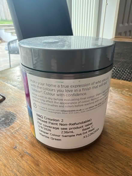 Photo of free 2 pots of B&Q green sample paint (Addiscombe CR0) #2