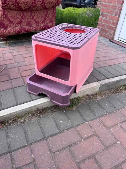 Photo of free Red 2 seater sofa - 2 cat trees - cat litter tray hooded lid (Penrith CA11) #4