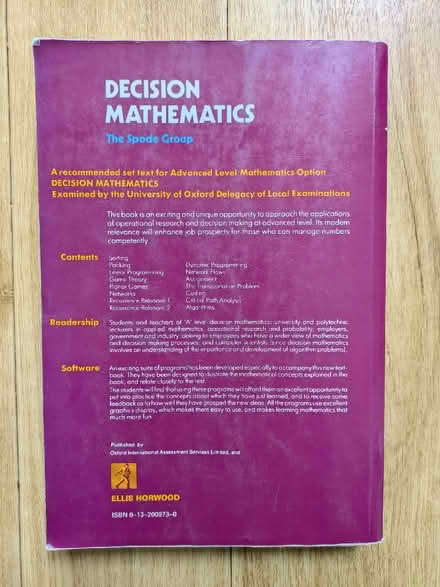 Photo of free Decision Mathematics textbook (Kidlington OX5) #2