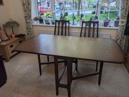 Photo of free Gateleg dining room table and four chairs (Burntwood CH5) #1