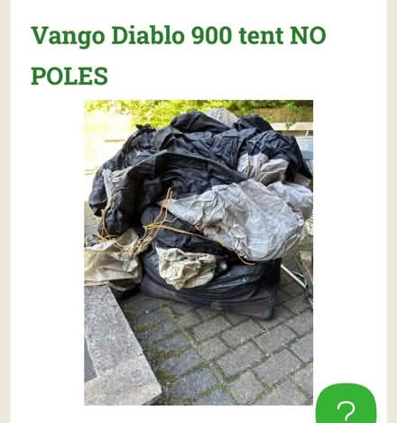 Photo of free Vango Diablo 900 tent - no poles (Ingrow BD21) #1