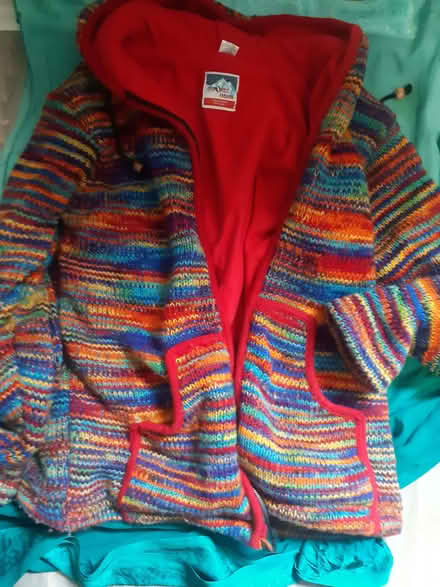 Photo of free Handmade wool Nepalese rainbow-colour jacket (zip,hoodie,M) (Gilmerton EH17) #1