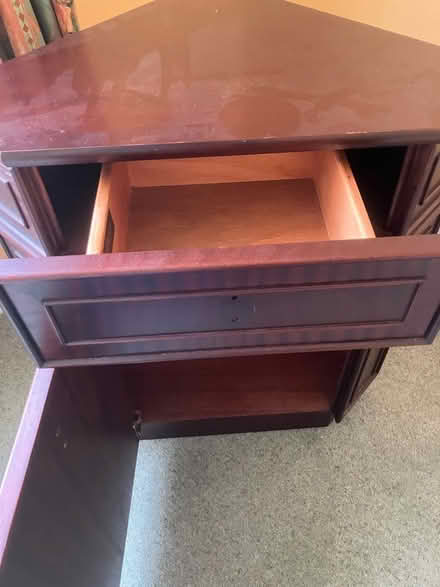 Photo of free 1980s Nathan sapele veneer corner cabinet (Little Herberts GL53) #3