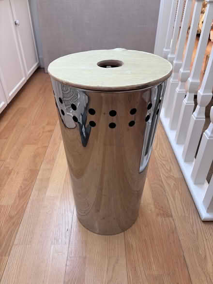 Photo of free Chrome laundry bin / wooden lid (Sheen SW14) #1