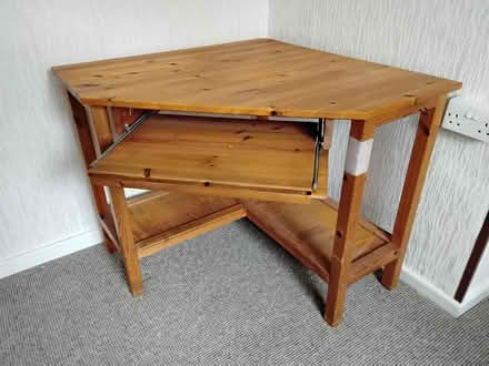 Photo of free Corner computer table, pine (Marshall's Cross WA9) #1