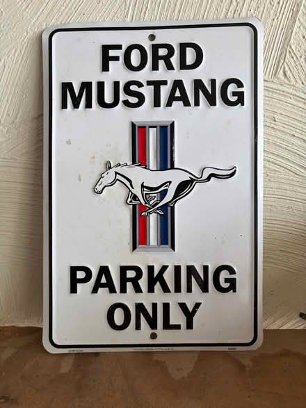 Photo of free Metal Ford Mustang Parking Sign (Belmont, MA) #1