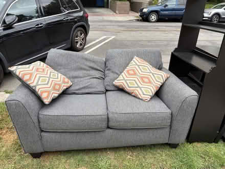 Photo of free Couch and book shelf (Miracle Mile) #1