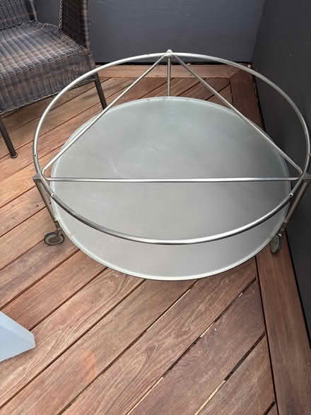 Photo of free round glass coffee table on wheels (Berkeley) #1