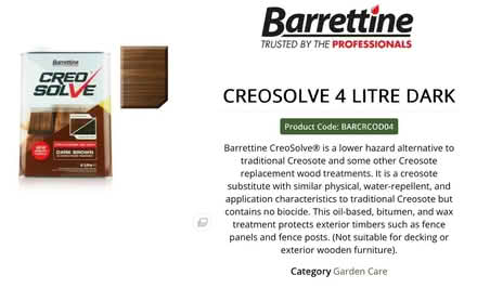 Photo of free Barrettine Creosure Wood Treatment (BS4) #2