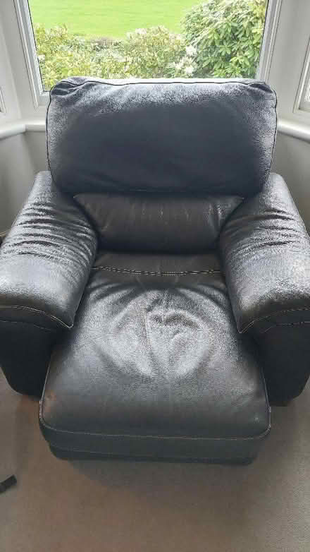 Photo of free 3 Black leather sofas (Claughton LA2) #1
