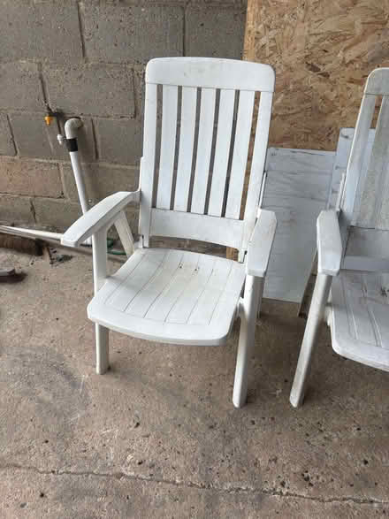 Photo of free White Plastic High Back Reclining Garden Chairs x 4 (East Mersea CO5) #2