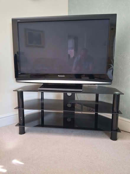 Photo of free Panasonic Plasma 42" TV and black glass corner stand (Bawdsey IP12) #1