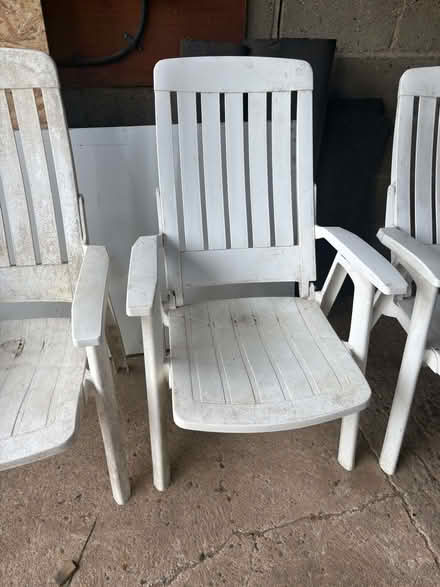 Photo of free White Plastic High Back Reclining Garden Chairs x 4 (East Mersea CO5) #4