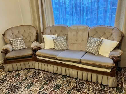 Photo of free Three seater couch, chair & table (Speke Liverpool) #1