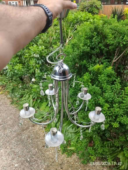 Photo of free 5 bulb chrome chandelier (Woodley RG5) #1