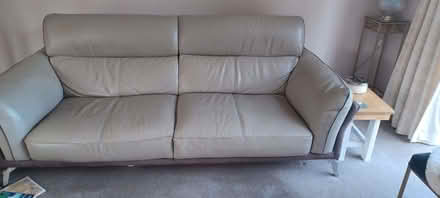 Photo of free Grey leather sofa 3 seater and two seater (Cleobury Mortimer DY14) #3
