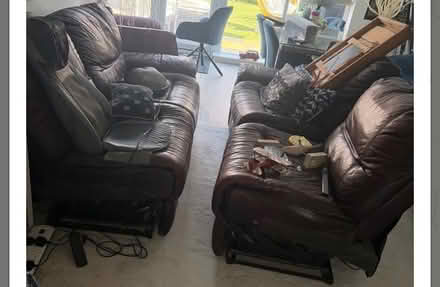 Photo of free Brown leather sofas full electric reclining (Marks Gate IG7) #2