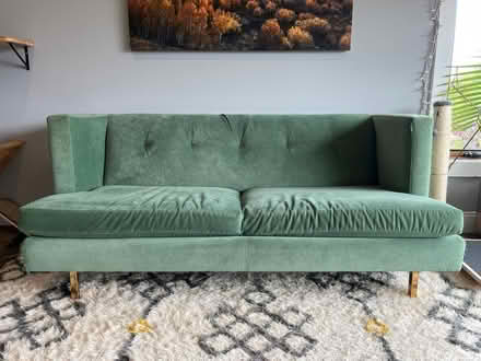 Photo of free Green love seat (Berkeley Hills) #2