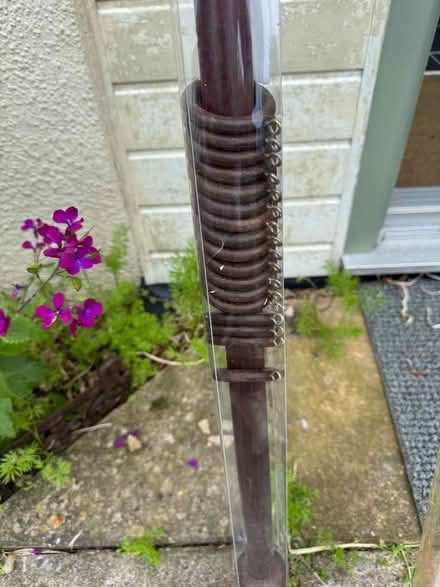 Photo of free Wooden Curtain Pole, brown, 1m 60cm long inc.brackets, rings (Nailsea Court BS48) #1