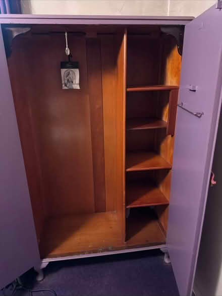 Photo of free Vintage wooden wardrobe painted purple (Far Bletchley MK3) #2