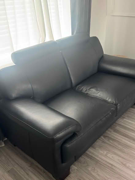 Photo of free Black Leather Sofa (Wolverhampton WV10) #3