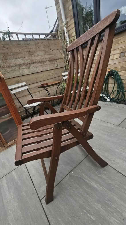 Photo of free 6 teak garden chairs with seat covers (Cogenhoe NN7) #4