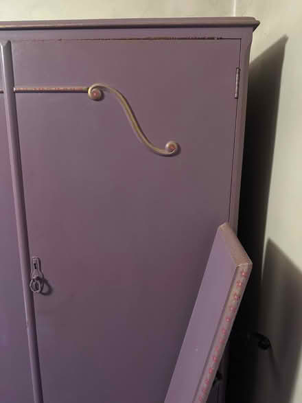 Photo of free Vintage wooden wardrobe painted purple (Far Bletchley MK3) #3