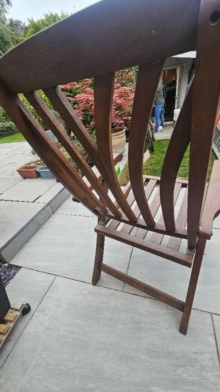 Photo of free 6 teak garden chairs with seat covers (Cogenhoe NN7) #3