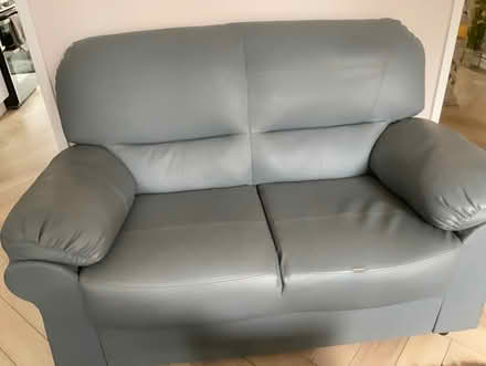 Photo of free Grey leather two seater settee (Bracknell Forest RG12) #1